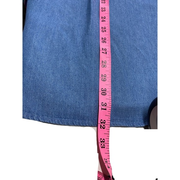 MAYA Mens Small Denim Long Sleeve Button Front Shirt Embroidered Breckenridge - Picture 5 of 8